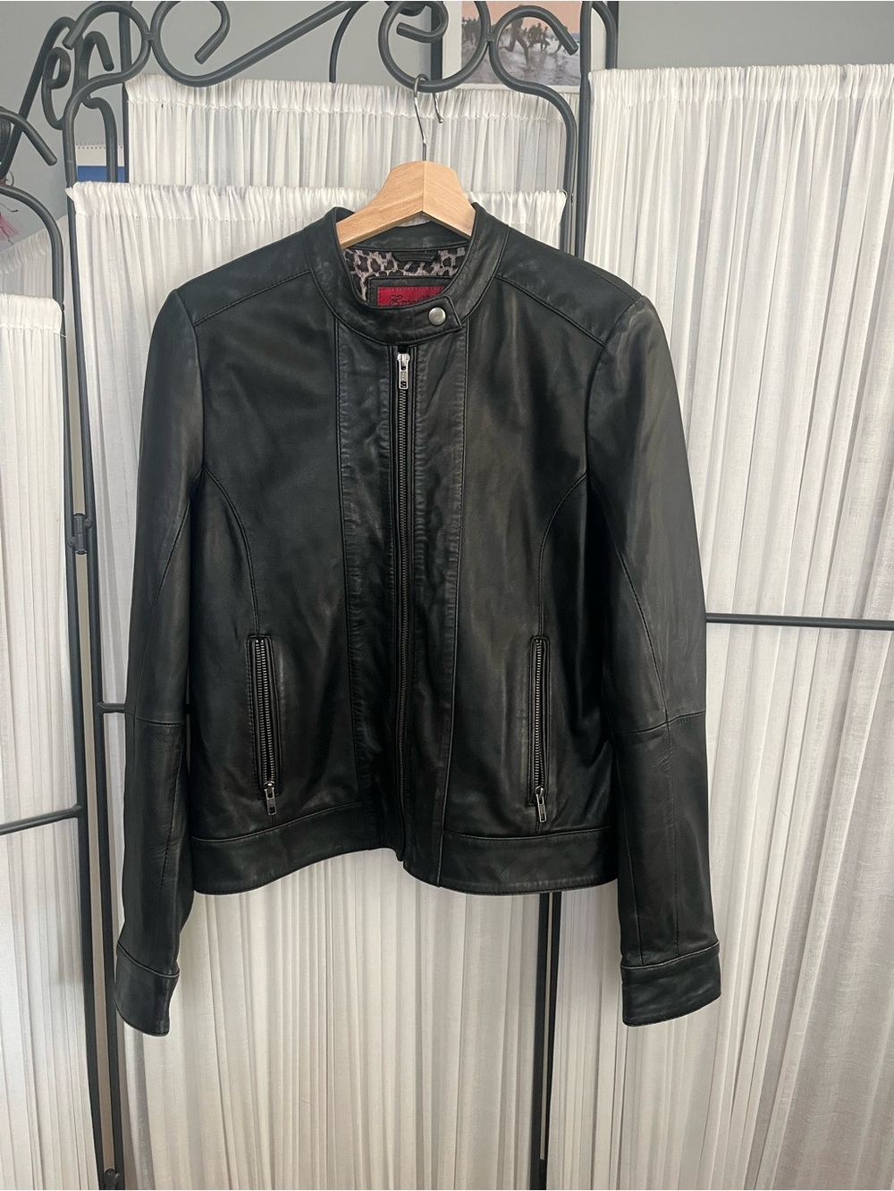 Classic Black Leather Moto Jacket - Women's